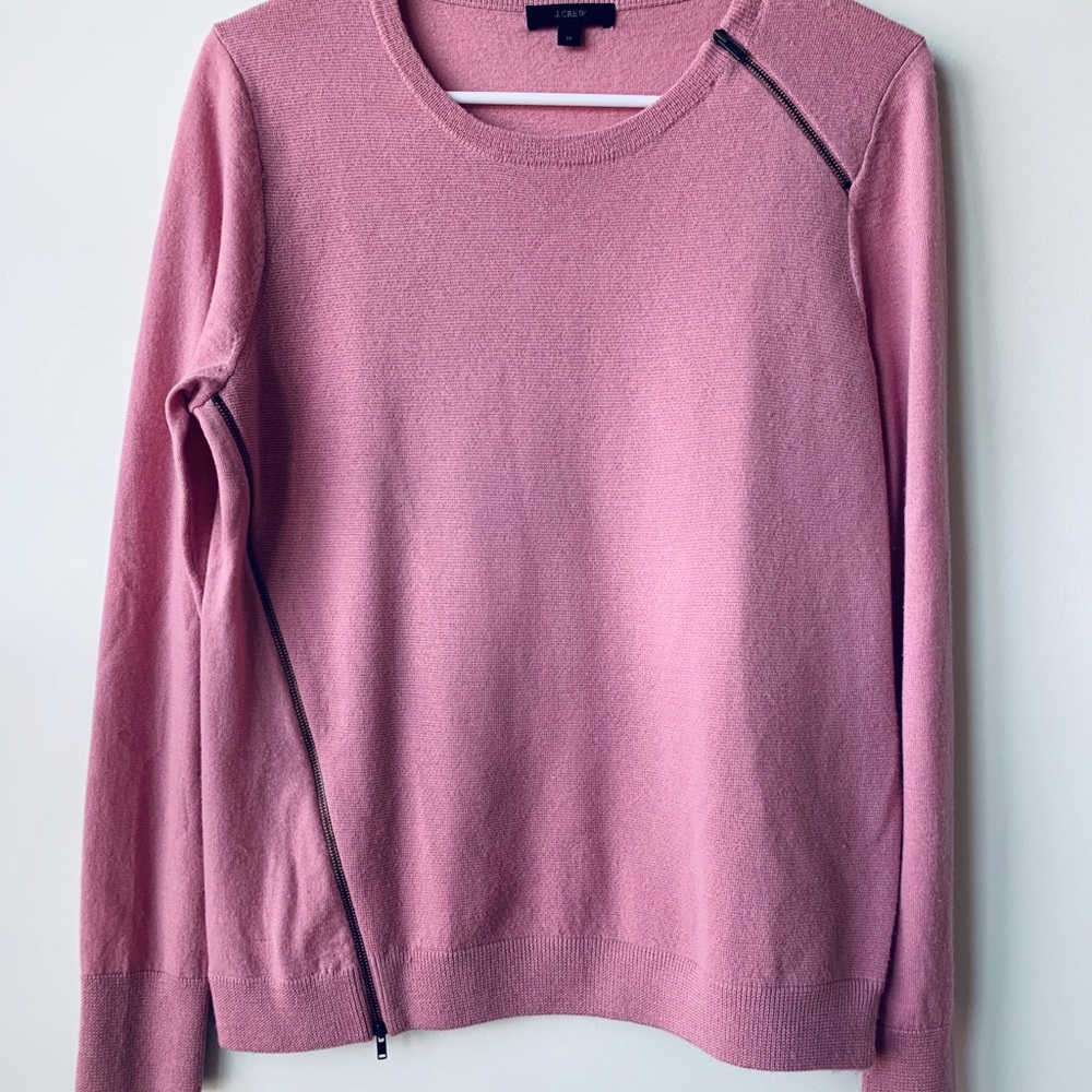 J. Crew Pink Zippered Sweater Size M